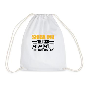 Shiba Inu Tricks - Drawstring Bag - white - Front