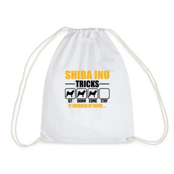 Shiba Inu Tricks - Drawstring Bag - white - Front