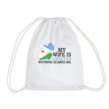 Nothing Scares Me My Wife Is Djiboutian Husband - Drawstring Bag - white - Front