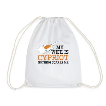 Nothing Scares Me My Wife Is Cypriot Husband - Drawstring Bag - white - Front