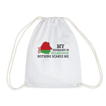 Nothing Scares Me My Wife Is Belarusian Husband - Drawstring Bag - white - Front