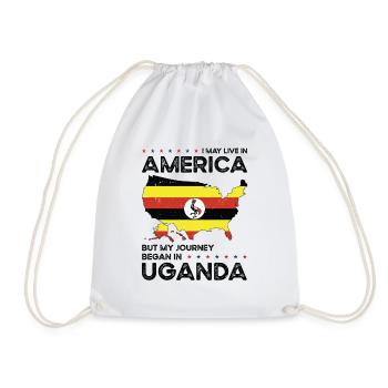 Ugandan American Patriot USA Grown Uganda US Flag - Drawstring Bag - white - Front