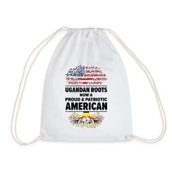 Ugandan American Patriot USA Grown Uganda US Flag - Drawstring Bag - white - Front
