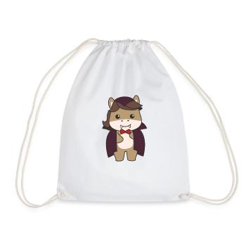 Horse Happy Halloween Cute Vampire Costume - Drawstring Bag - white - Front