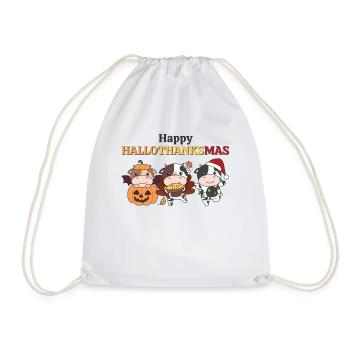 Happy Hallothanksmas Cow Christmas Cows - Drawstring Bag - white - Front