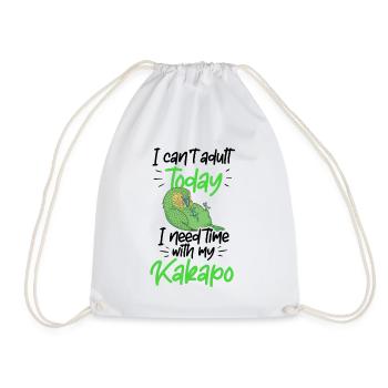 Need time with Kakapo New Zealand Parrot - Drawstring Bag - white - Front