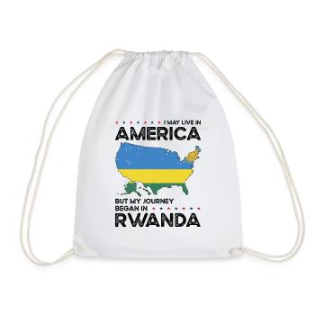 Rwandan American Patriot USA Grown Rwanda US Flag - Drawstring Bag - white - Front