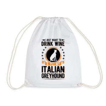 Lévrier italien et vin - Sac de sport léger - blanc - Devant