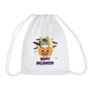 Donkey in Pumpkin Cute Donkey Happy Halloween - Drawstring Bag - white - Front