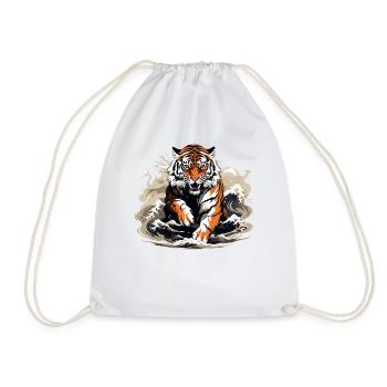 Bengalischer Tiger Japanische Great Wave Kanagawa - Turnbeutel - Weiß - Vorne