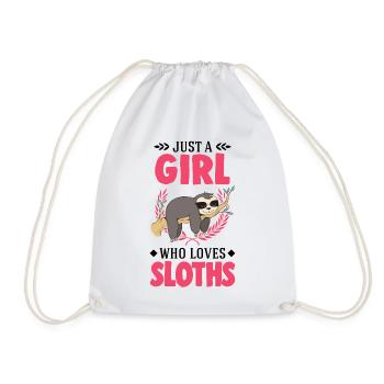 Just a Girl Who loves Sloths Sloth Girl - Drawstring Bag - white - Front