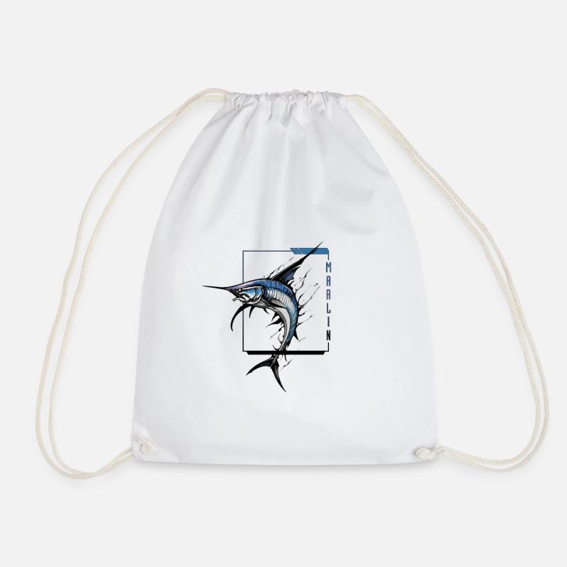 Marlin Majesty: Anmutiger Marlin - Turnbeutel - Weiß