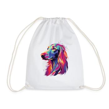 Watercolor Colorful Saluki - Drawstring Bag - white - Front