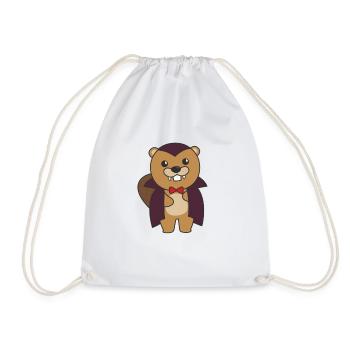 Beaver Happy Halloween Cute Vampire Costume - Drawstring Bag - white - Front