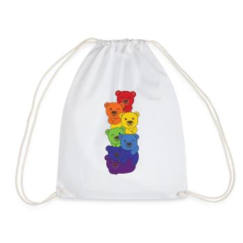 Rainbow Bear Mignon Ours coloré pour les enfants - Sac de sport léger - blanc - Devant