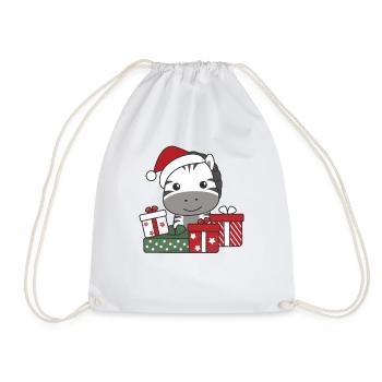 Zebra Weihnachten Geschenk Winter Tiere Zebra - Turnbeutel - Weiß - Vorne