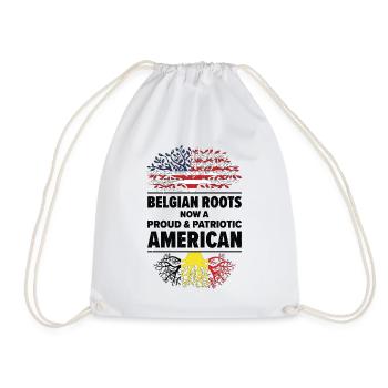 Belgian American Patriot USA Grown Belgium US Flag - Drawstring Bag - white - Front