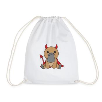Platypus Happy Halloween Devil Costume - Drawstring Bag - white - Front