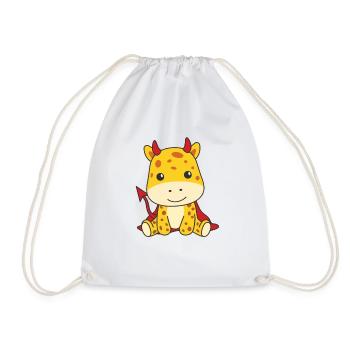 Giraffe Happy Halloween Devil Costume - Drawstring Bag - white - Front