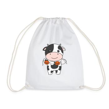 Vache Joyeux Halloween Citrouille Costume de fantôme - Sac de sport léger - blanc - Devant