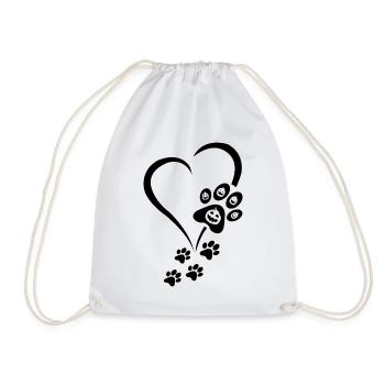 Halloween Dog Paw Heart Baby Dogs - Dog Paws Heart - Drawstring Bag - white - Front