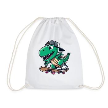 TRex Dino Tyrannosaurus Skateboard - Turnbeutel - Weiß - Vorne