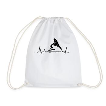 Wingfoil Surfer Wingfoiling Board Heartbeat - Drawstring Bag - white - Front
