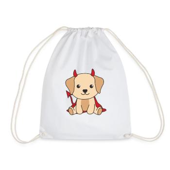 Labrador Happy Halloween Devil Costume - Drawstring Bag - white - Front