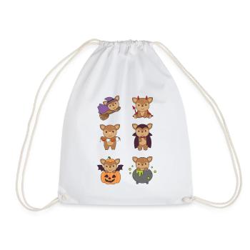 Deer Halloween Devil Pumpkin Vampire Costume - Drawstring Bag - white - Front