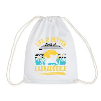 Life is better with a Labradoodle - Drawstring Bag - white - Front
