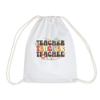 Teacher Retro Design - Back To School For Teachers - Drawstring Bag - white - Front