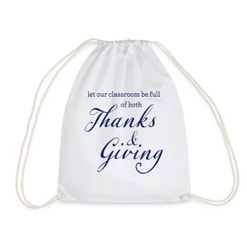 Thanks & Giving – Thankful Teacher For School - Drawstring Bag - white - Front