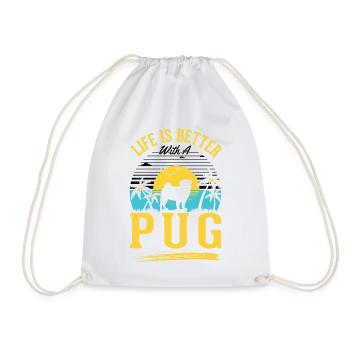Life is better with a pug - Drawstring Bag - white - Front