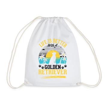 Life is better with a Golden Retriever - Drawstring Bag - white - Front