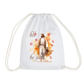 Fall Jesus He Never Leaves: Christian Autumn Vibes - Turnbeutel - Weiß - Vorne