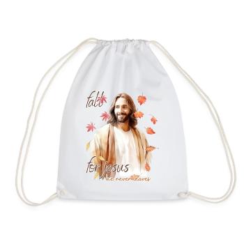 Fall Jesus He Never Leaves: Christian Autumn Vibes - Turnbeutel - Weiß - Vorne