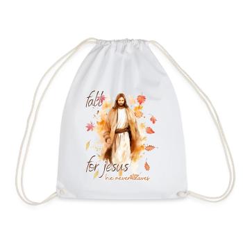 Fall Jesus He Never Leaves: Christian Autumn Vibes - Turnbeutel - Weiß - Vorne
