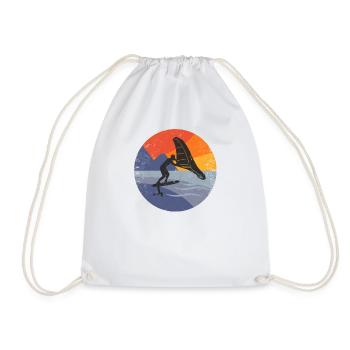 Wingfoil Surfer Wingfoiling Hydrofoil Kitefoil - Drawstring Bag - white - Front