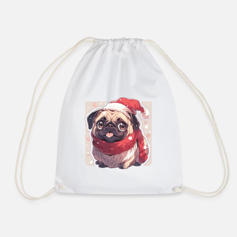 Mops Mops Hund Mops Weihnachten Pug Xmas - Turnbeutel - Weiß