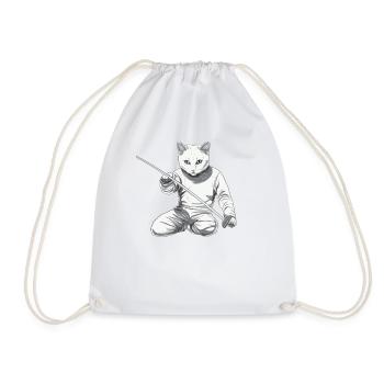 Cats, fencer, gamer, cartoon, fencing, cats - Drawstring Bag - white - Front
