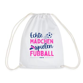 Fußball Echte Mädchen spielen Fußball Fußballerin - Turnbeutel - Weiß - Vorne