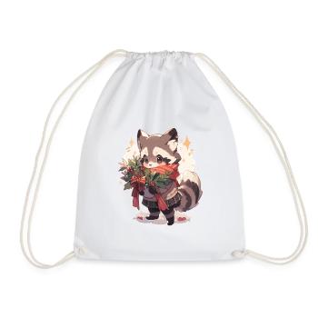 Waschbär Waschbären Waschbär Baby Wachbären - Turnbeutel - Weiß - Vorne