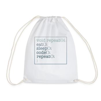 Programmer Shirt, Void Repeat Eat Sleep Code - Drawstring Bag - white - Front