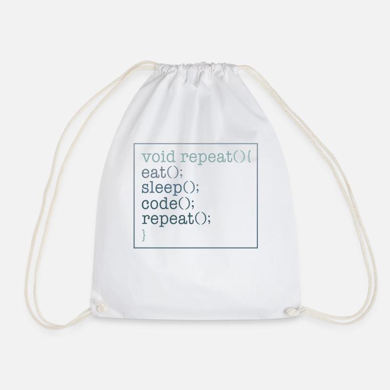 Programmierer-Shirt, Void Repeat Eat Sleep Code - Turnbeutel - Weiß
