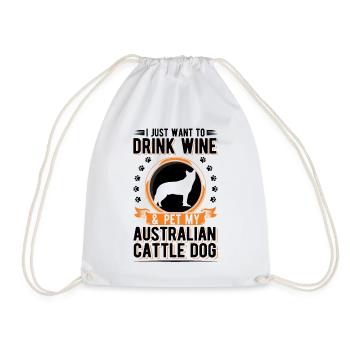 Australian Cattle Dog und Wein - Turnbeutel - Weiß - Vorne