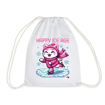 CHAT DE PATINAGE SUR GLACE DRÔLE EN PIXEL ART RÉTRO - Sac de sport léger - blanc - Devant
