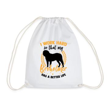 I work hard for my Broholmer - Drawstring Bag - white - Front