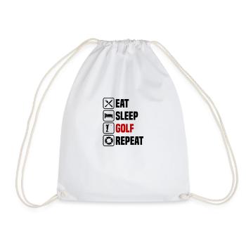Eating, sleeping, golfing, repeating - Drawstring Bag - white - Front