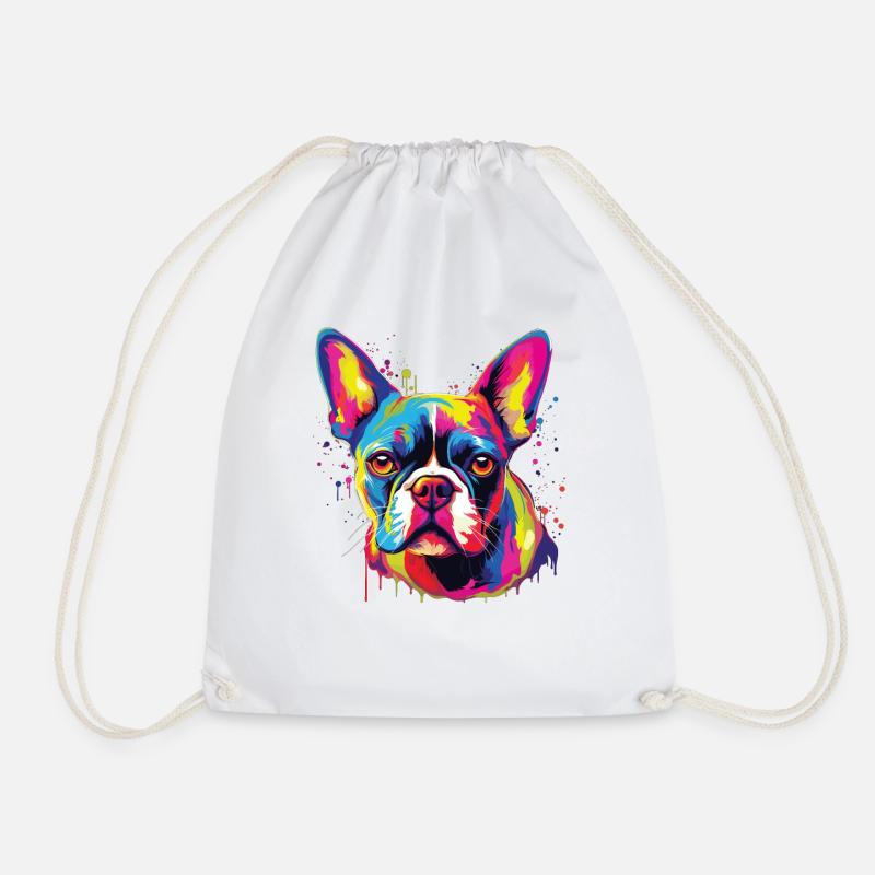 Wasserfarben Farbenfroher Boston Terrier - Turnbeutel - Weiß