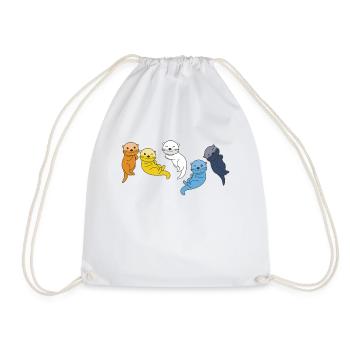 Aroace Flag Pride LGBTQ Cute Otter - Drawstring Bag - white - Front